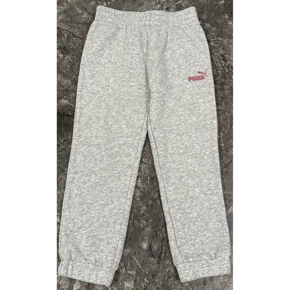 Puma Girls Fleece Hoodie Jogger Set Metallic Pink Heathered Gray Sz XS 6 - Picture 6 of 12